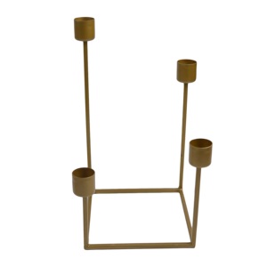 Porte-bougie moderne au design élégant, finition peinte en or, support à trois bougies personnalisé, design pour la maison, la villa, le dîner et les mariages - Product Image 2