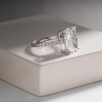 Anillo de Compromiso de Lujo para Mujer, con Diamante Cultivado en Laboratorio, Chapado en Oro, Corte Radiante, Certificado IGI, Alta Demanda