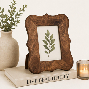 Handcrafted Scalloped Wooden Photo <b>Frame</b> Vintage Wavy Solid <b>Wood</b> <b>Picture</b> <b>Frame</b> for Tabletop Home Decor Custom Size Manufacturer - Product Image 2