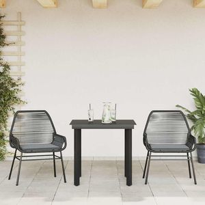 Black And Dark <b>Grey</b> Cushioned Garden Dining Set Steel <b>Frame</b> Contemporary Outdoor Furniture For 2 Seating - Product Image 3