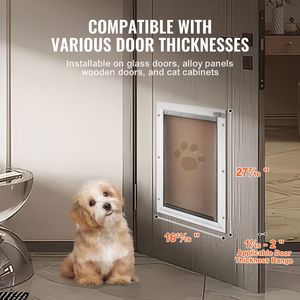 Puerta para Perros de Aluminio Resistente a la Intemperie de 16.65" X 27.44" con Sistema de Cierre de Solapa, Fácil de Instalar, Puerta Interior para Mascotas - Product Image 4