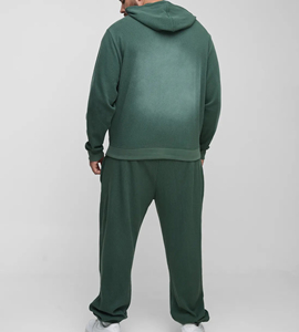 Conjunto Deportivo de Dos Piezas para Hombre, Estilo Vintage con Degradado, 100% Algodón, Sudadera con Capucha y Pantalones con Cierre, Estilo Urbano - Product Image 2