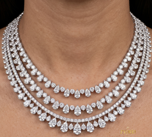 Custom 3 in 1 Pear Cut Iced Out Hip Hop Tennis Chains Moissanite Tennis <b>Necklace</b> 925 Silver - Product Image 2