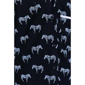 Boys Casual Cotton Poplin <b>Shirt</b>-Black <b>Half</b> Sleeves with Zebra Print - Product Image 4