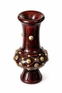Decorative Flower <b>Vase</b> Bud <b>Vase</b> Maroon Floral Planter Gold Pattern Desktop Home Decor - Product Image 4