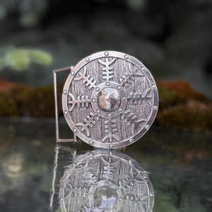 Hebilla de Cinturón de Cuero y Metal con Diseño de Escudo Vikingo Personalizado, Hebilla de Cinturón Artesanal de Guerrero Nórdico Medieval para Disfraces - Product Image 2