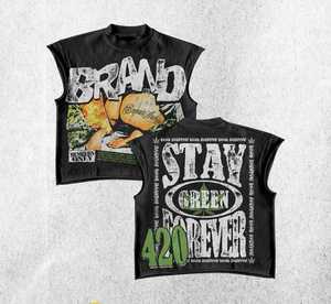 Conjunto de Camiseta Casual para Hombre de Alta Calidad 2025 con Pantalones Cortos de Algodón Transpirable con Lavado Ácido, Logotipo Personalizado OEM, Conjunto de Verano - Product Image 1