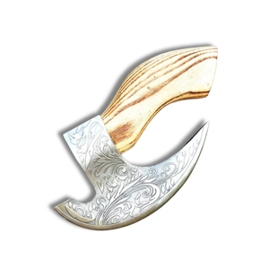 High Quality Hand Forged Viking Style Stainless Steel Tomahawk Hatchet <b>Wooden</b> Handle Leather Sheath Etched Kitchen Knife THEWIZ - Product Image 1
