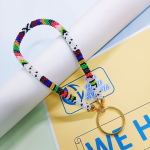 WE HERE EXPORTS Porte-clés de poignet tendance pour femme, fait main, avec perles de rocaille et pierres imitation perle, à insérer dans les ongles, cadeau, modèle bleu - Product Image 5