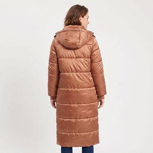 Manteau long matelassé à capuche pour femme, veste d'extérieur isolante à fermeture éclair intégrale, chaude et décontractée pour le froid - Product Image 6