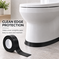 Bande d'étanchéité noire en PVC pour toilettes, 38 mm x 3,2 m, auto-adhésive, étanche, ruban de calfeutrage