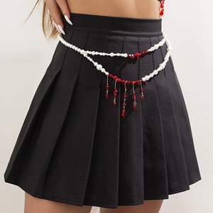 Collier ras du cou vintage rouge et blanc en fausses perles, avec pampilles perlées superposées, bijou fantaisie élégant pour femme, accessoire de fête - Product Image 6