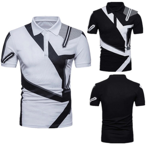 เสื้อโปโลชายแขนสั้นลำลองผ้าฝ้ายสีตัดกัน เสื้อโปโลชายคอปก เสื้อยืด เสื้อทีเชิ้ต - Product Image 1