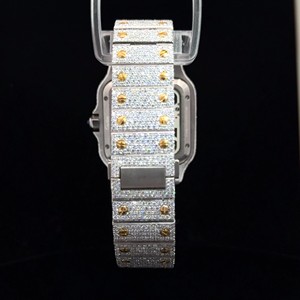 Reloj de Lujo con Esfera Cuadrada y Diamantes, Brazalete con Incrustaciones de Diamantes, Corona de Zafiro Azul, Estilo Hip Hop, Reloj Personalizado para Hombre - Product Image 3