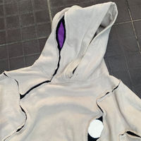 Erkek Yüksek Kalite %100 Pamuk Kışlık Büyük Beden Eskitme Görünümlü Kapüşonlu Sweatshirt Karikatür Desenli Günlük Sokak Giyim Tarzı Özel Tasarım