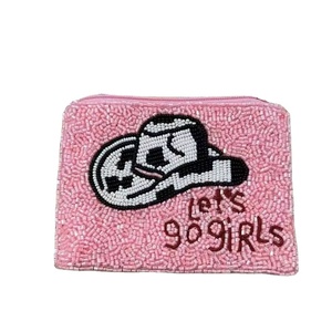 Factory Price Be Merry Theme New Handmade Beaded Coin Purse <b>Mini</b> <b>Canvas</b> Coin Pouch Quality Zipper - Product Image 1