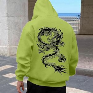 เสื้อมีฮู้ดพิมพ์ลายมังกรยูนิเซ็กส์เสื้อฮิปฮอปแขนสั้นโอเวอร์ไซส์เสื้อสเวตเชิ้ตลำลองสตรีทแวร์ทรงหลวมมีฮู้ดกราฟิก - Product Image 4