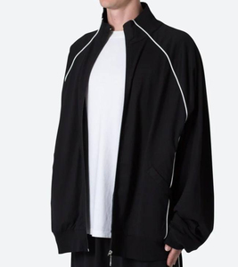 Plus Size <b>Lightweight</b> Breathable Windbreaker <b>Men</b>’s Contrast Piping Raglan Sleeve Zip-Up Polyester Oversized - Product Image 3