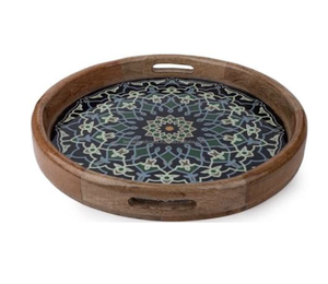 Plateau de service en bois imprimé émaillé de qualité supérieure pour servir de la nourriture Dernier plateau en bois de mangue pour la maison, le bureau et la cuisine - Product Image 3