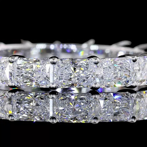 Bague de mariage de luxe en or 10K 14K 18K ou argent 925 935, sertie de diamants de laboratoire taille radiant, pour anniversaire et fiançailles - Product Image 3