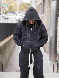 <b>Purple</b> Hooded <b>Tracksuit</b> Set Men <b>Women</b> Street Style Solid Color Unisex Casual Hoodie Set with Soft Heavy Fleece Modern Loose Fit - Product Image 4