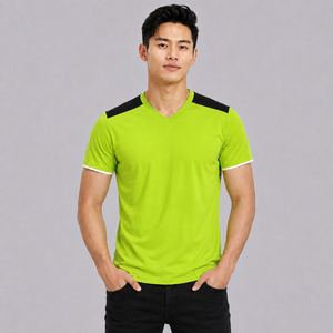 Camiseta de Cuello en V para Hombre, Color Sólido, Manga Corta, Unisex, Algodón Grueso, Lisa, Estilo Casual - Product Image 1