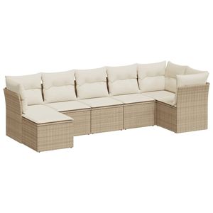 Grand ensemble de canapés de jardin en rotin PE beige avec structure en acier thermolaqué – Mobilier d'extérieur haut de gamme - Product Image 2