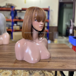 Bob Bone Straight Human Hair Lace Closure Wigs #Brown Color Premium Standard Vietnamese Bob Wig With Bang Raw Hair High Quality - Product Image 2