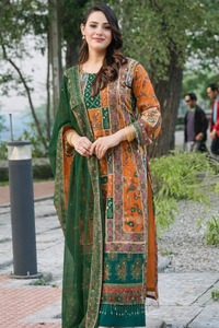 2026 Ensemble TUHI HEAVY FANCY en mousseline, style manches courtes, col rond, avec motifs miroir faits main, style élégant et riche, avec dupatta assortie - Product Image 5