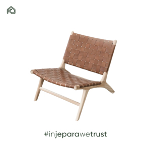 Sillón Chaise Longue Moderno de Madera de Teca Sólida con Cuero Tejido, Patas Tipo Sable, Respaldo Abierto, Mueble de Lujo para Sala de Estar, Hotel, Villa o Resort - Product Image 4
