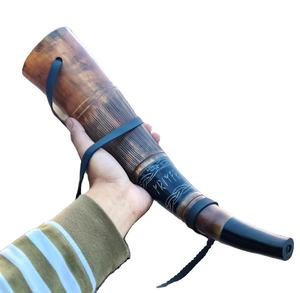 Corne à boire avec design en laiton, authentique corne à boire à vin d'inspiration médiévale viking, tasse en provenance d'Inde - Product Image 3