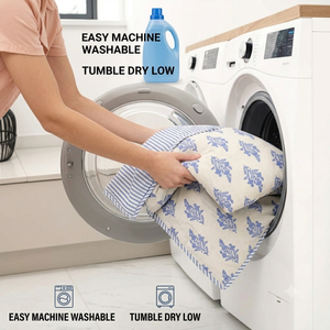 Couette réversible en coton RIDHI faite à la main avec rayures inversées, idéale pour un cadeau de Thanksgiving, facile à laver en machine - Product Image 2