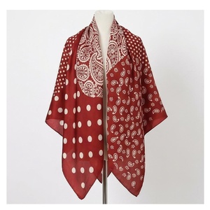 Women's <b>Red</b> Silk <b>Scarf</b> Polka Dot Paisley Print Elegant Long Multi-Functional All Seasons Fashion Accessory - Product Image 1