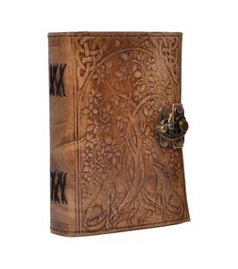 Wolf Under Tree Handmade Book of Shadows Grimoire College Leather Notebook Office Diary Embossed <b>Blank</b> <b>Journal</b> Poetry Sketch - Product Image 1