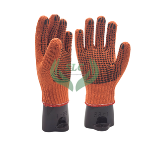 Guantes DE SEGURIDAD DE punteado de algodón naranja de primera calidad Tela de punto de ajuste fuerte Antideslizante Antiestático Anti-impacto para construcción industrial - Product Image 4