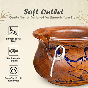 Custom Logo Wooden Yarn Bowl for Knitting and Crochet Enthusiasts Durable Wooden Yarn Holder Bowl with Anti-Tangle Yarn Guide - Product Image 2