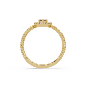 Joyería nupcial vintage para mujer, anillo de compromiso y boda con halo de diamantes cultivados en laboratorio, corte brillante redondo, oro de 14 quilates, banda de cuerda. - Product Image 3
