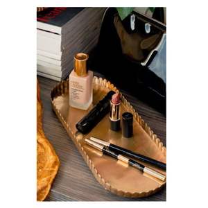 Plateau à bibelots élégant en acier inoxydable, petit plat de service à fruits plaqué or pour décoration de mariage, vaisselle de luxe pour la maison, plateau cadeau - Product Image 3