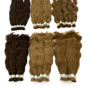 Brown Wavy Remy Indian <b>Human</b> <b>Hair</b> <b>Weave</b> Long Soft Silky Natural Custom Size Silk Base Double Drawn - Product Image 3