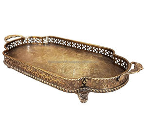 Plateau de service ovale moderne en laiton, artisanat artisanal durable avec taille personnalisable - Product Image 2