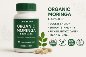 Cápsulas de Moringa orgánicas Premium para adultos Soporte energético antioxidante efectivo Etiqueta privada vegana OEM ODM Disponible EN LA India - Product Image 5