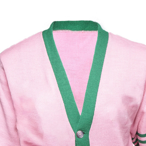 B2B Créez vos propres logos sur des cardigans roses à col en V avec manches longues, des pulls décontractés unisexes en tricot avec poches et boutons - Product Image 4