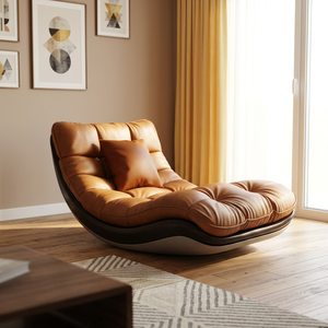 Chaise longue moderne en cuir durable avec rembourrage en mousse, siège individuel, mobilier de luxe pour salon et hôtel - Product Image 2
