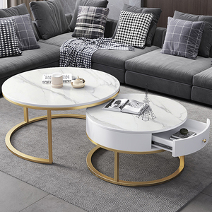 Modern Convertible Living <b>Room</b> <b>White</b> Glass Coffee <b>Table</b> with Gold Storage - Product Image 5