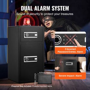 5.5 Cu.ft Double Door Storage Locker Fireproof <b>Key</b> <b>Lock</b> <b>Safe</b> Box with LED Light and <b>Key</b> Rack 2 Height Adj - Product Image 5