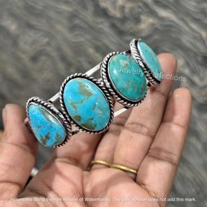High Quality Trendy Natural Arizona Turquoise Gold 925 Sterling <b>Silver</b> <b>Cuff</b> <b>Bracelet</b> Fine Fashion Jewelry Wholesale Bohemian - Product Image 2