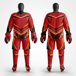 Tenues de hockey sur glace entièrement personnalisées avec impression par sublimation, service OEM ODM, uniforme à manches longues, col en V, évacuation de l'humidité - Product Image 1