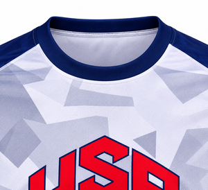 Maillot de football sublimé pour homme USA, col rond, manches courtes, en polyester anti-humidité, imprimé géométrique, coupe régulière pour adulte - Product Image 3