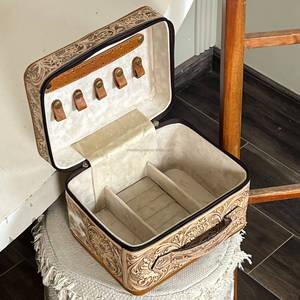 Boîte à bijoux vintage en cuir de vachette véritable, faite à la main, avec motif floral intégral et fermeture éclair, qualité supérieure, Super Septembre - Product Image 6