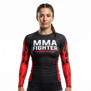Camiseta Deportiva de Manga Larga para Mujer, Estilo Rash Guard para MMA, con Estampado por Sublimación, Ajustada, Transpirable y Elástica - Product Image 1